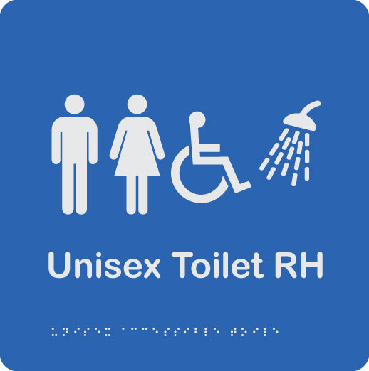 Unisex Accessible Toilet & Shower Sign Right Hand